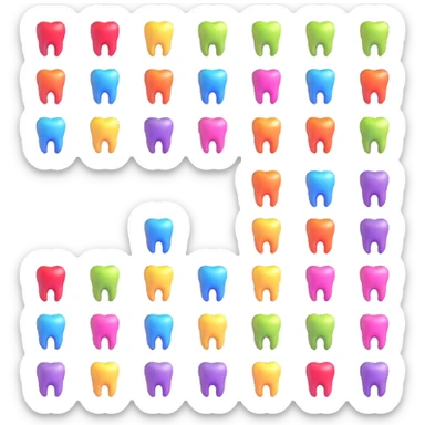 tooth app icons with different bright colors, dental application sticker