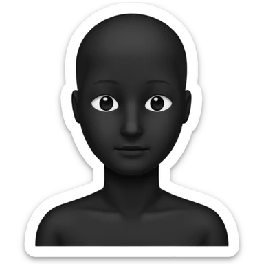 completely flat black silhouette, no facial features, no eyes, no no nose, no lips, no hair sticker