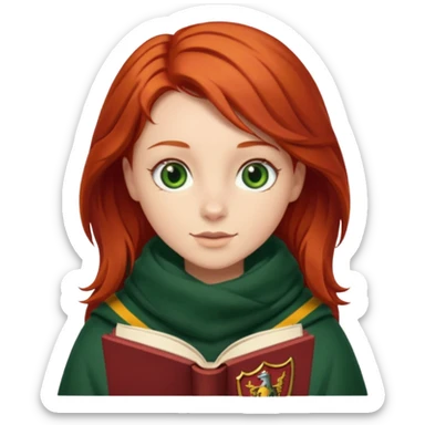 gryffindor Redhead with green eyes reading a book sticker