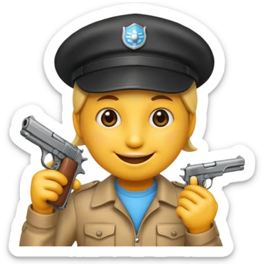 Un emoji con una gorra y una pistola en la mano sticker