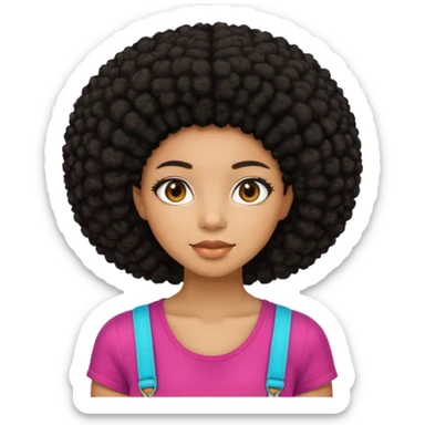 Mixed race emoji girl with brown eyes and black afro hair wearing summer clothes  sticker