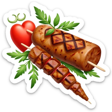 a turkish kebab with a heart sticker