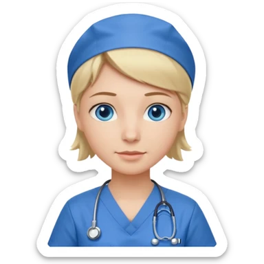 Nurse blue eyes short blond blue scrubs sticker