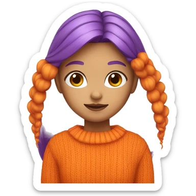 Girl with straight orange hair and a purple sweater sticker