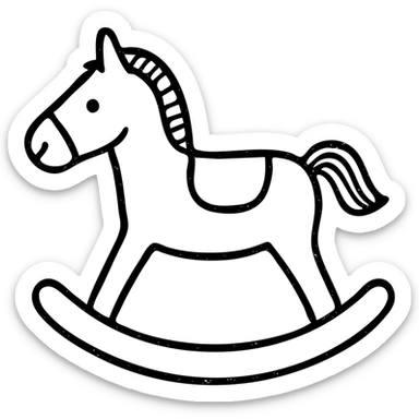 hand drawn outlined rocking horse icon sticker