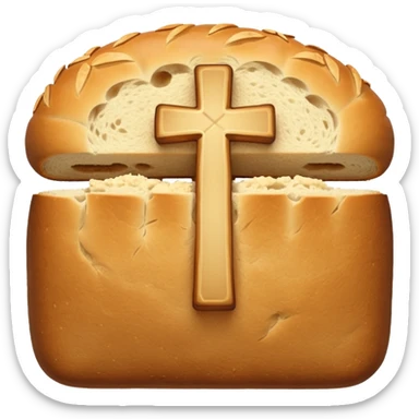 a loaf of bread with a cross through it sticker