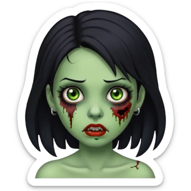 Zombie girl with a nose piercing black hair green skin sticker