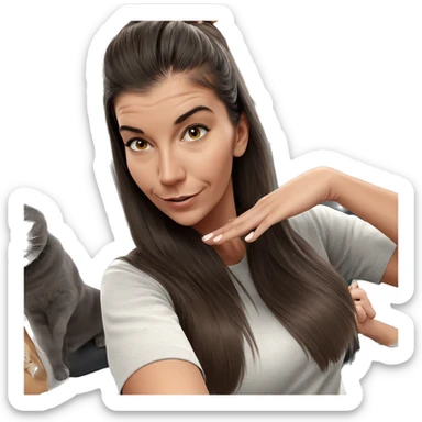 smiling girl with cat selfie sticker