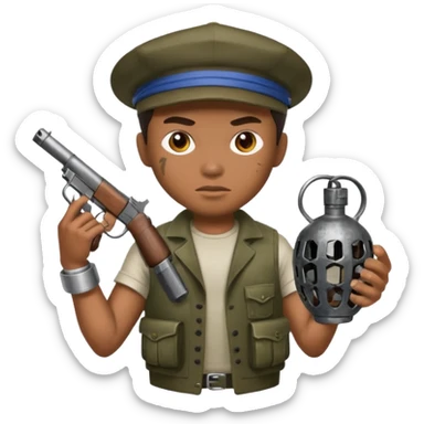 True brown style Filipino gangster while holding grenade  sticker