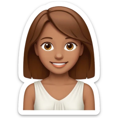 girl walking wearing a white dress, the hair color is brown sticker