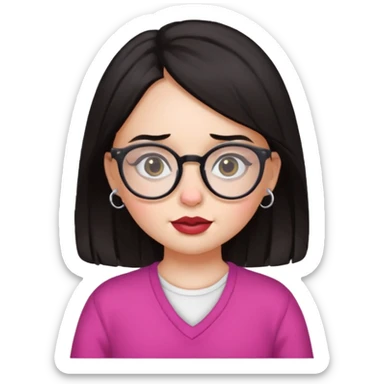 sarah babygirl dark hair and glasses with nose piercing sticker