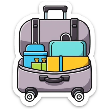 Baby travel suitcase with baby items peeking out sticker