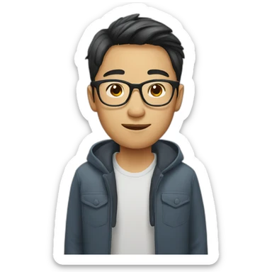 Young Asian man with glasses sticker