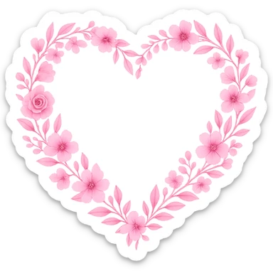 pink wreath heart, remove background sticker