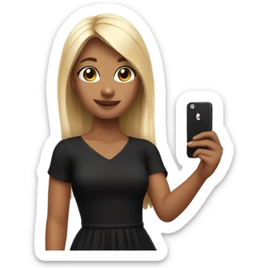 Girl taking a selfie full body black dress sticker