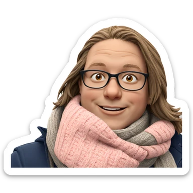 smiling boy in winter scarf sticker