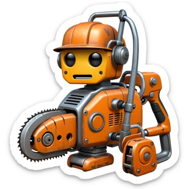 bot with chainsaw sticker