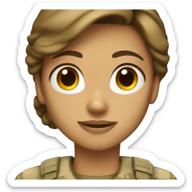 Female marine with brown hair and tan skin sticker