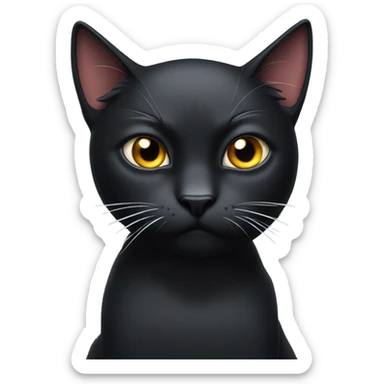angry male black cat with white whiskers sticker
