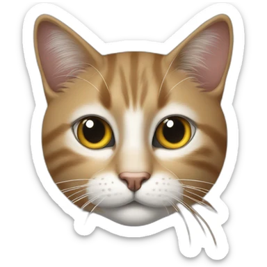 El gato tiene la mitad izquierda de su cara negra, la mitad derecha blanca y una mancha negra debajo de la nariz sticker