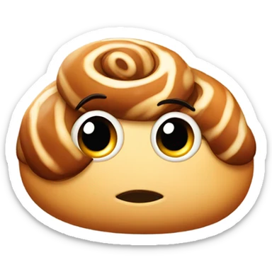 a single cinnamon bun with cute eyes sticker