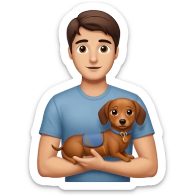 Jacob Elordi holding a wiener dog sticker