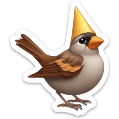 Sparrow bird Party hat sticker