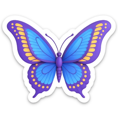 majestic butterfly, wings in alternating purple and blue, ornate and regal sticker