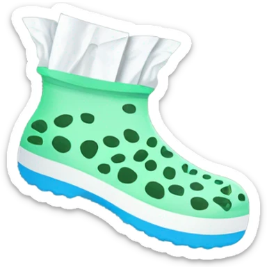 Crocs with plastic bags over socks sticker