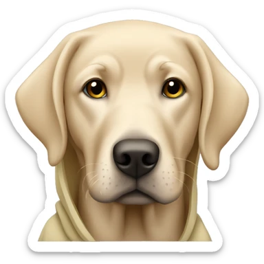 beige labrador in a khaki hoodie sticker