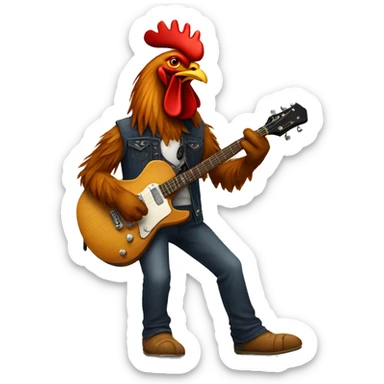 Guitarist rooster  sticker