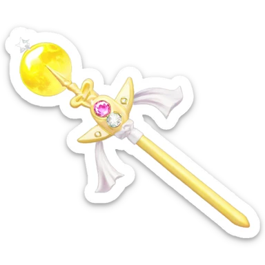 Sailor moon wand pink and white, yellow moon, diamonds sticker
