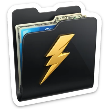 black folder flash file with a finances logo
 sticker