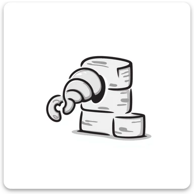 croissant merged into a brick, hand drawn doodle style sticker