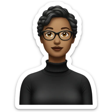 woman in glasses and black turtleneck sticker