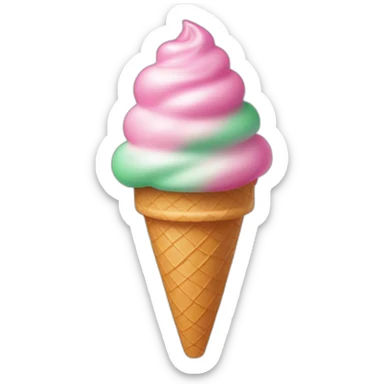 Icecream cone pink and green swirl sticker
