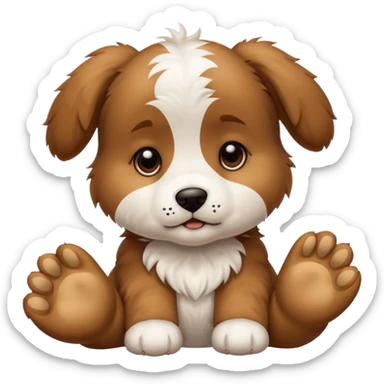 puppy with paws up in defeat sticker