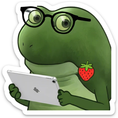 Strawberry eating a tablet sticker
