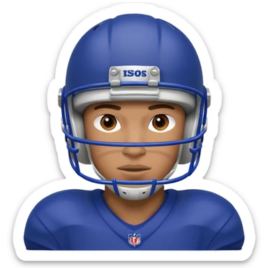 College football player helmet in deep royal blue color add face sticker