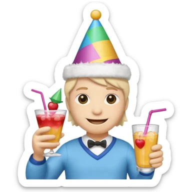 a plushie partying sticker