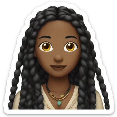 black woman with black boho braids sticker