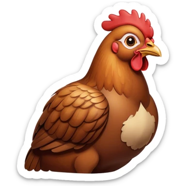 Cinematic Noble Brown Chicken Portrait Emoji, Poised and regal, with a compact, sturdy build and a warm, well-groomed brown plumage, deep-set soulful beady eyes, Simplified yet sharp and sophisticated features, highly detailed, glowing with a soft, dignified glow, high shine, intelligent and earthy, stylized with an air of rustic elegance, focused and attentive, soft glowing outline, capturing the essence of a watchful and confident fowl, so majestic it feels as though it could strut out of the screen with effortless authority! sticker