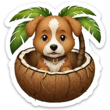 dog in a coconut sticker