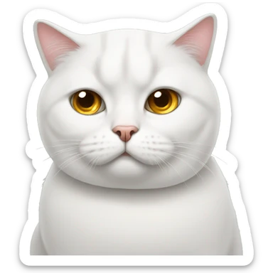 Bored White British cat with rolled eyes sticker