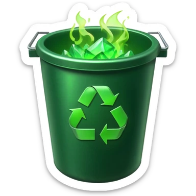 trash bin with lucky aura sticker