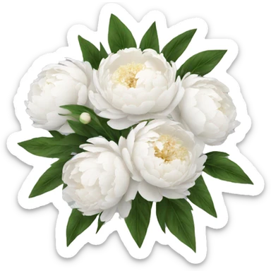 White peonies bouquet  sticker