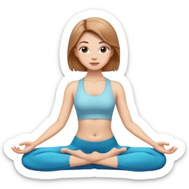 white girl with light brown hair in yoga sticker