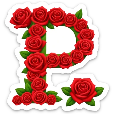 La letra J en forma de ramo de rosas rojas  sticker
