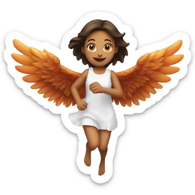 a girl flying with two bbq chicken wings on her back sticker