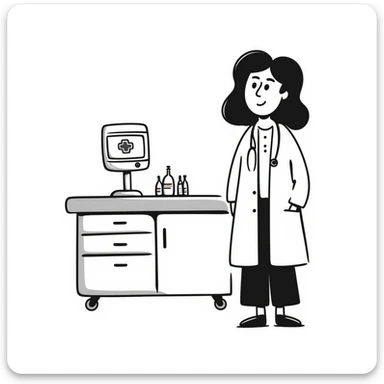 A beautiful woman doctor in the hospital sticker